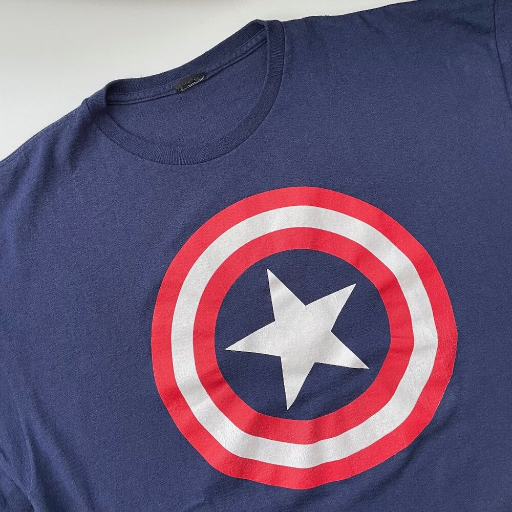 Captain America Shield Star XL 2XL Mens T Shirt No Tag Navy Blue Marvel Comics
